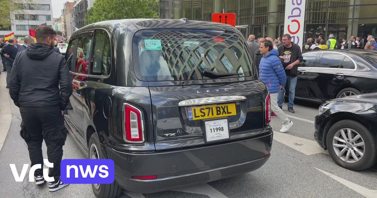Les chauffeurs de taxi manifestent dans le quartier européen